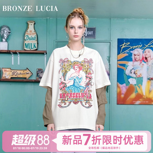 半袖 Bronze 新款 Lucia原创设计感白色宫廷少女短袖 上衣 T恤女夏季