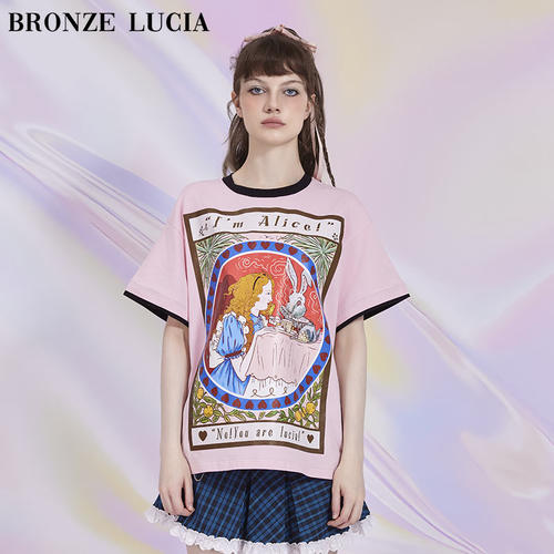 bronzelucia粉色短袖圆领时尚