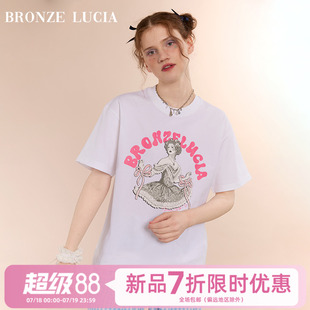 上衣 Bronze Lucia原创设计感白色芭蕾少女短袖 T恤女25年夏季 新款