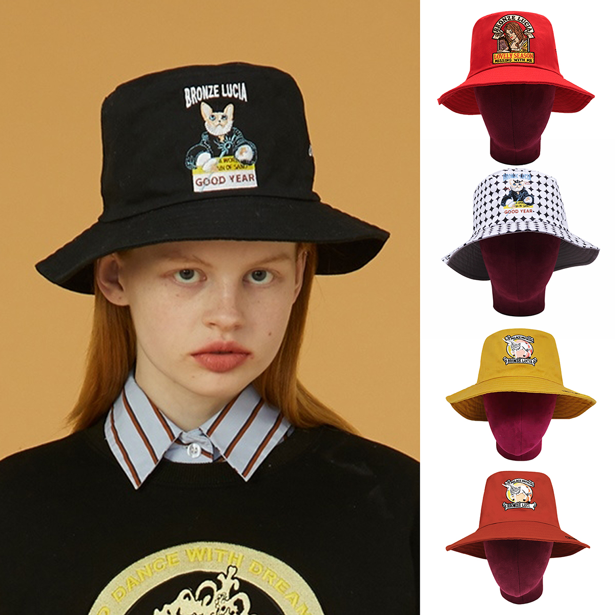 BronzeLucia设计师卡通刺绣帽子