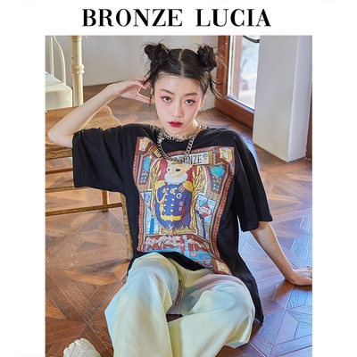 BronzeLucia黑色短袖印花设计感