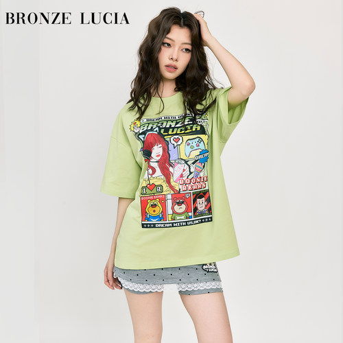 Bronze Lucia荧光绿熊出没联名T恤