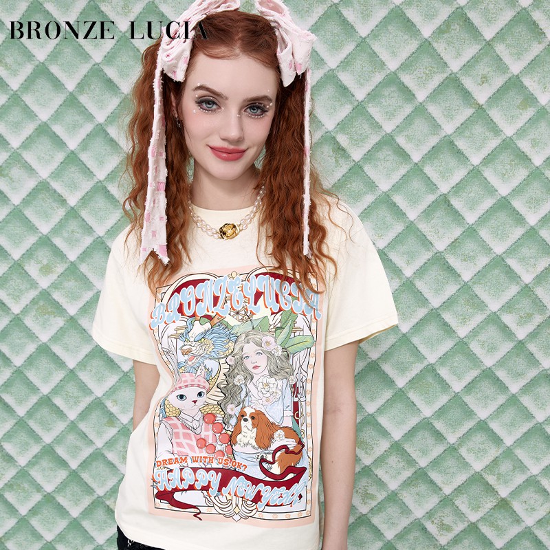Bronze Lucia龙年纪念版t恤女2024新款短袖夏季小众手绘卡通半袖-封面