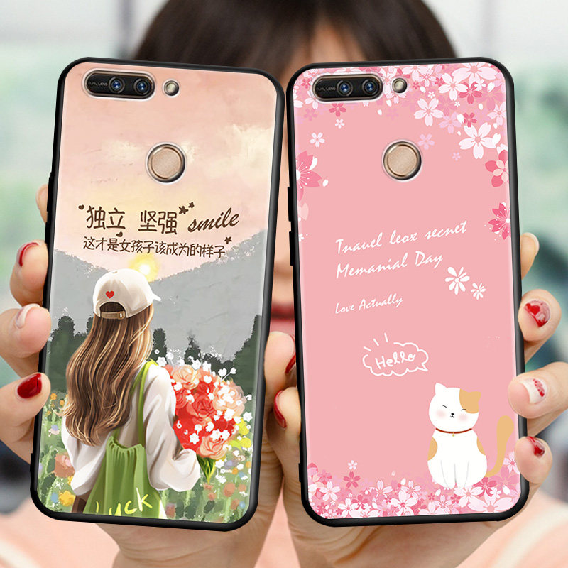 适用华为荣耀v9手机壳钢化膜honorv9全包防摔保护套dukal20软硅胶卡通