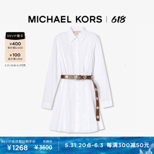 衬衫 MICHAEL 女士翻领长袖 裙连衣裙 KORS 含腰带