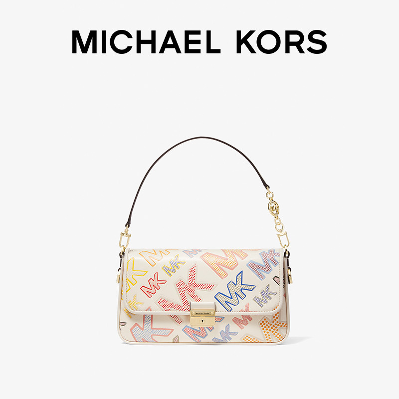 MK Bradshaw 趣味印花系列 小号皮质拼色腋下包单肩包女包