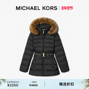 MICHAEL KORS MK 女士绗缝连帽收腰羽绒服保暖外套