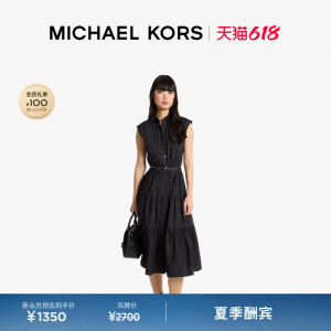 【夏季酬宾】MICHAEL KORS MK 女士无袖府绸衬衫连衣裙 含腰带