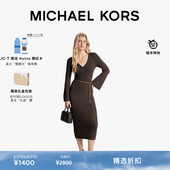 KORS 女士喇叭袖 MICHAEL 羊毛针织连衣裙 含腰带