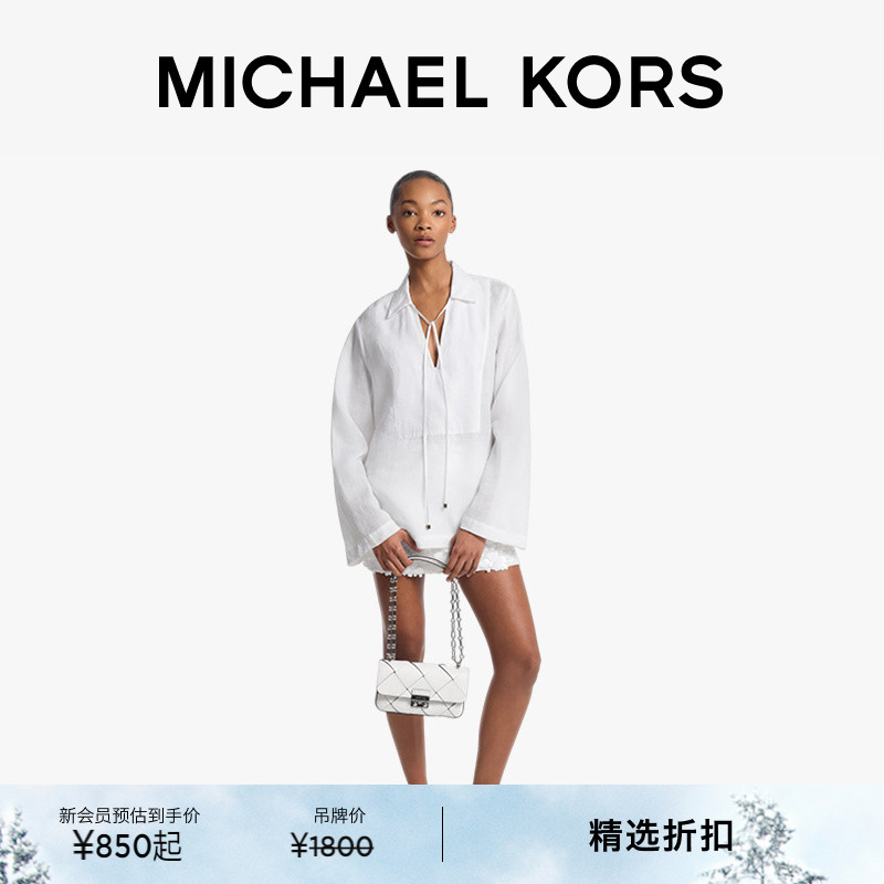 MK宽松系带V领长袖衬衫