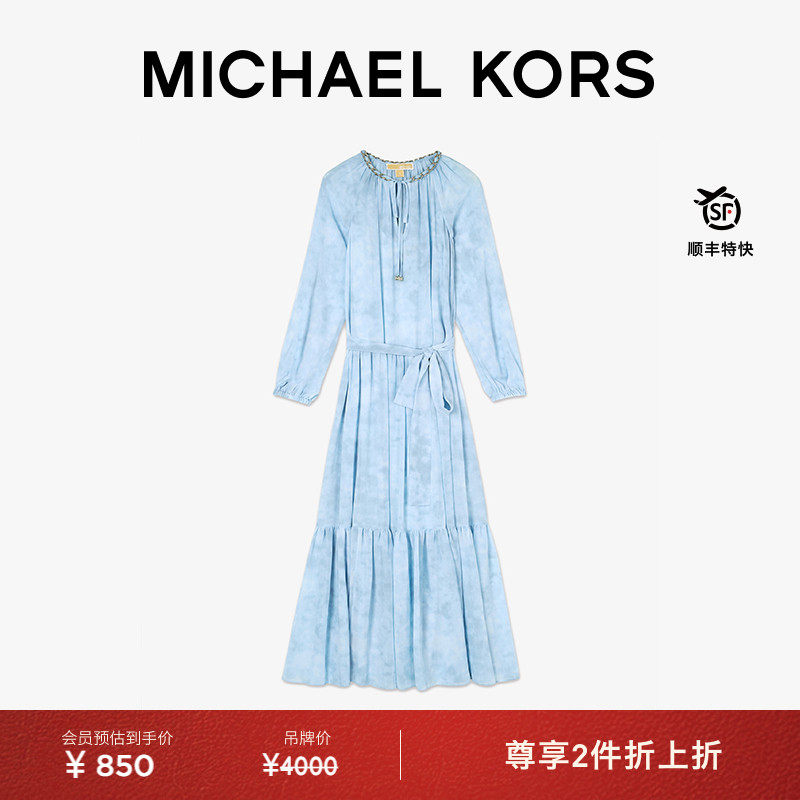 MK女士系带V领连衣裙