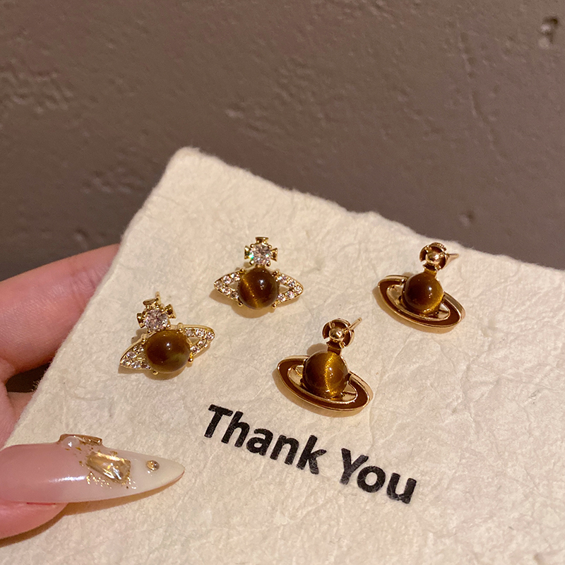 西太后复古虎眼石耳环