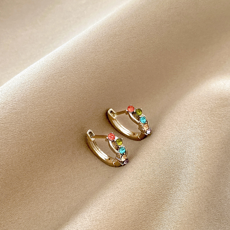 那片海彩色锆石耳扣女