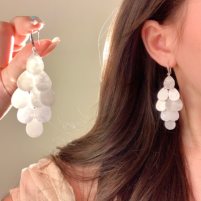 复古仿贝壳耳环女小众设计