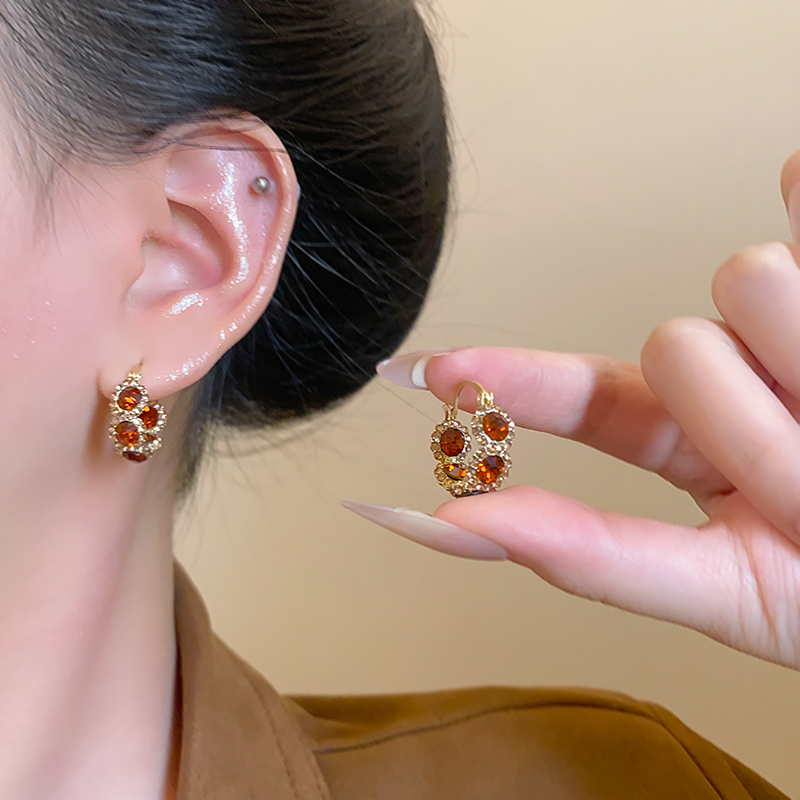 2026新款爆款咖色水晶耳环