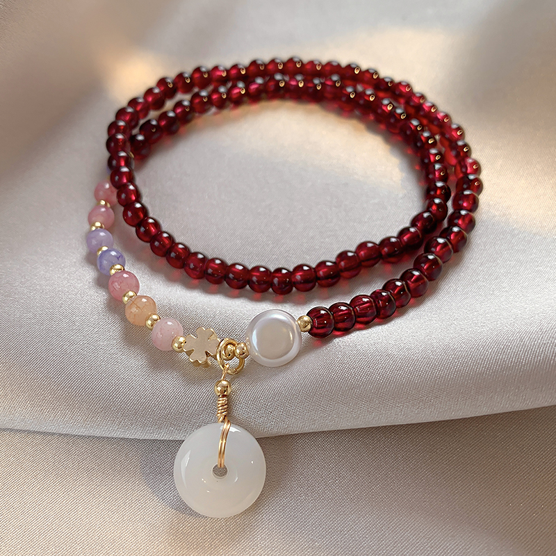 复古双层平安扣串珠手链女古风高级感手串新中式网红闺蜜手饰