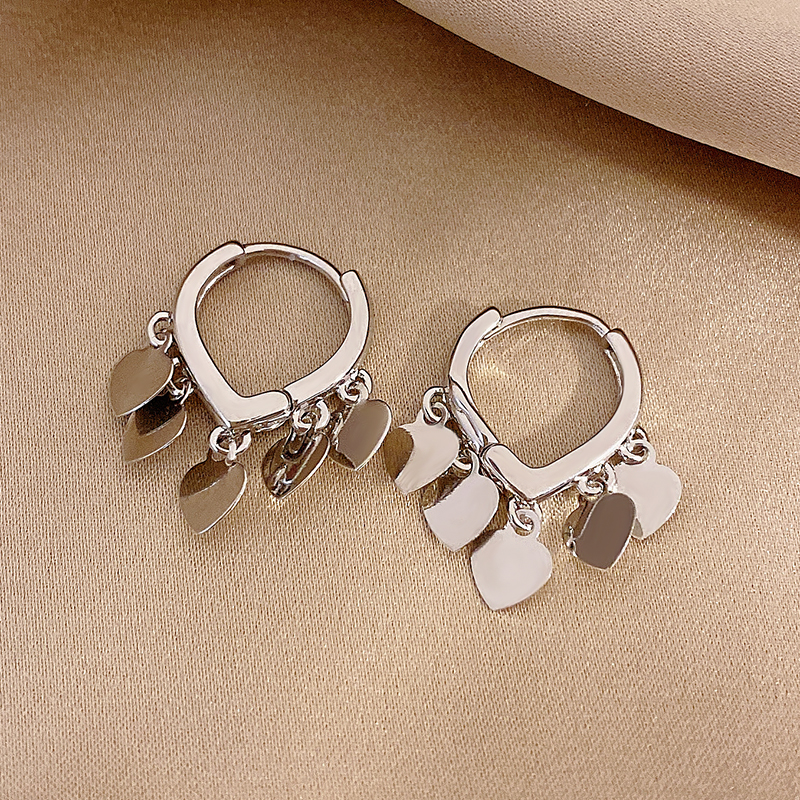 那片海简约爱心亮片耳扣女