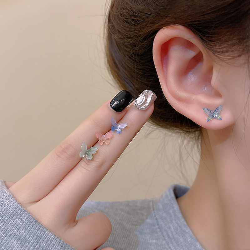 那片海彩色蝴蝶套装耳钉女