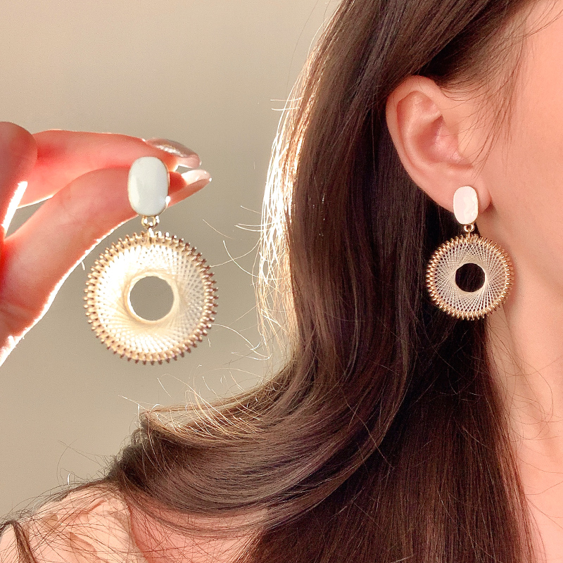 钟楚曦同款度假风编织圆圈耳环