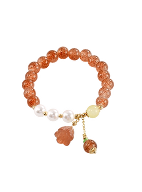 那片海草莓晶串珠手链女