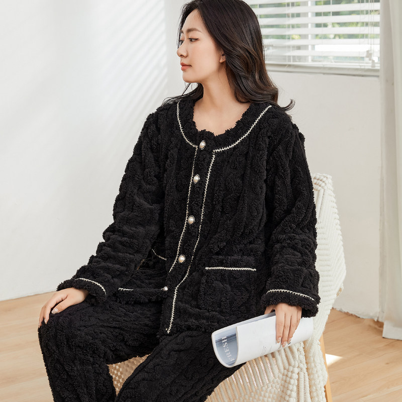加肥加大码法兰绒家居服套装