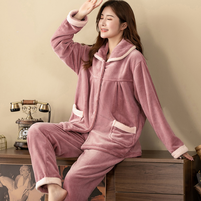 女法兰绒加肥加大码睡衣胖mm