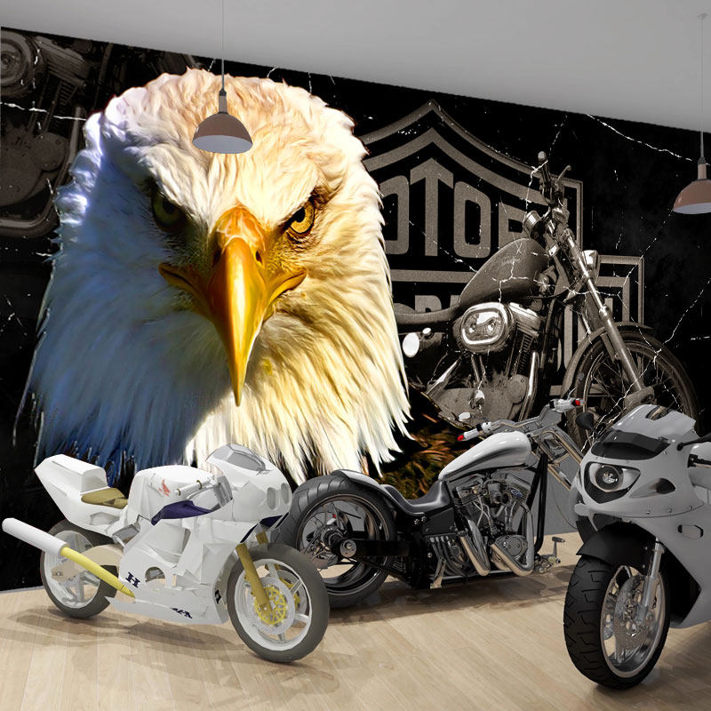 摩托涂鸦墙布机车海报墙纸背景俱乐部环保背景壁纸工业墙画壁画