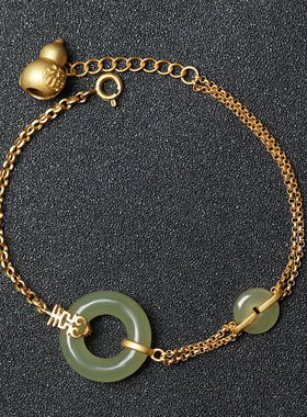 2023年新款平安扣和田玉手链女小众设计ins复古简约吉祥葫芦手饰