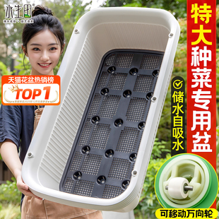阳台种菜专用盆长方形户外庭院花盆蔬菜自吸水储水特大花箱种植箱