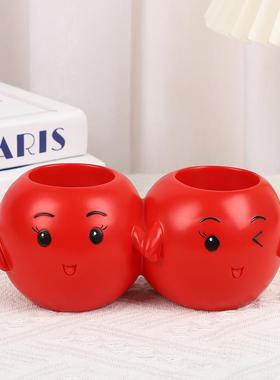 创意丑萌表情桌面笔筒学生桌面家居办公室文具收纳树脂装饰工艺品