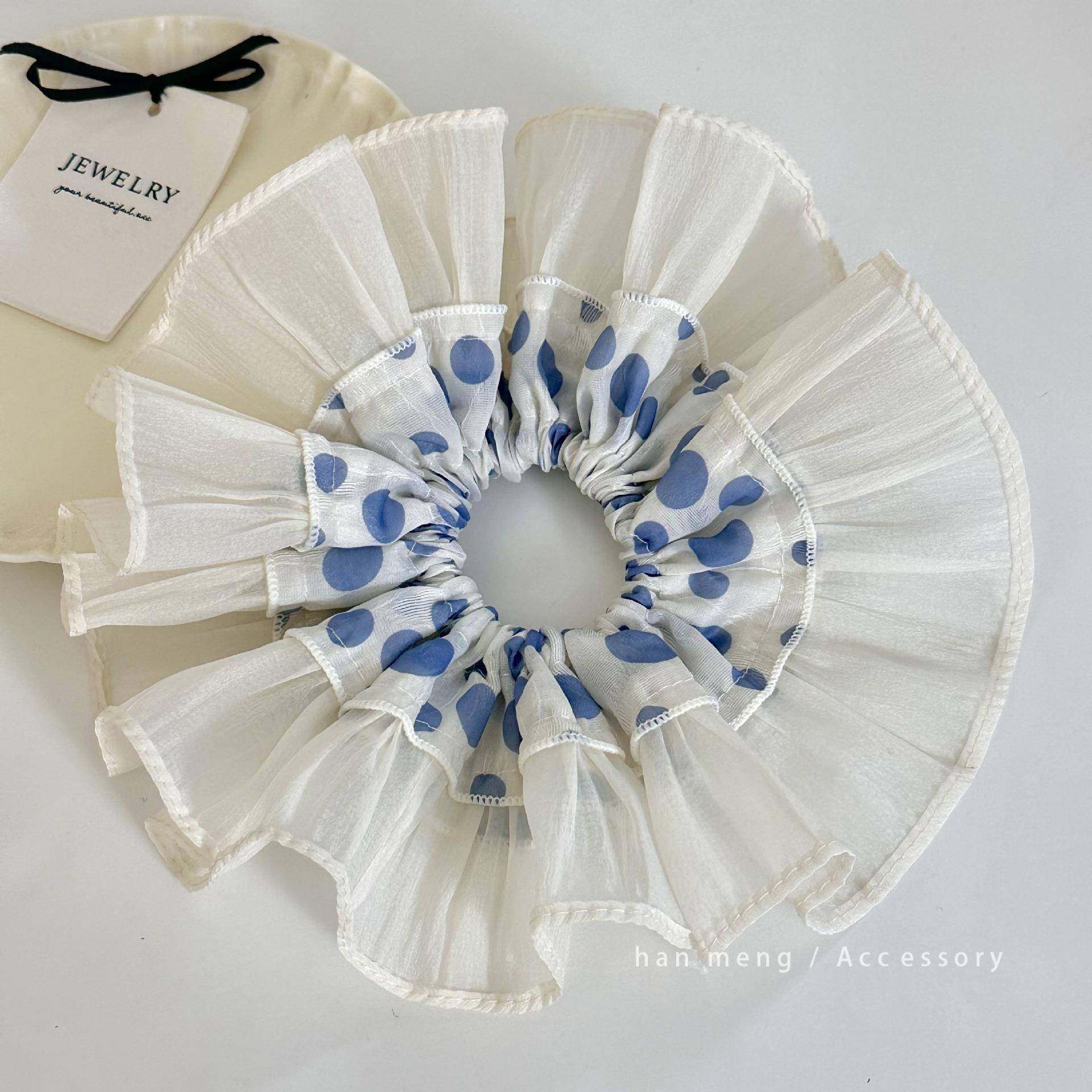 新款蓝色系波点蕾丝花边大肠发圈可爱少女扎马尾发绳百搭甜妹发饰,家庭/个人清洁工具,发圈/发网,淘宝优惠券,粉丝福利购,淘宝优惠卷