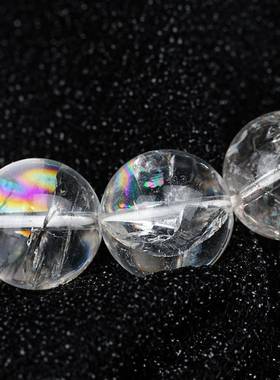 天然阿赛斯特莱七彩白水晶阿塞圆珠手链彩虹水晶手串幸运