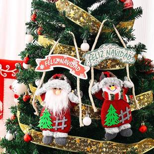 新款圣诞节KT板布艺举手公仔挂件圣诞老人场景布置字母牌树挂件