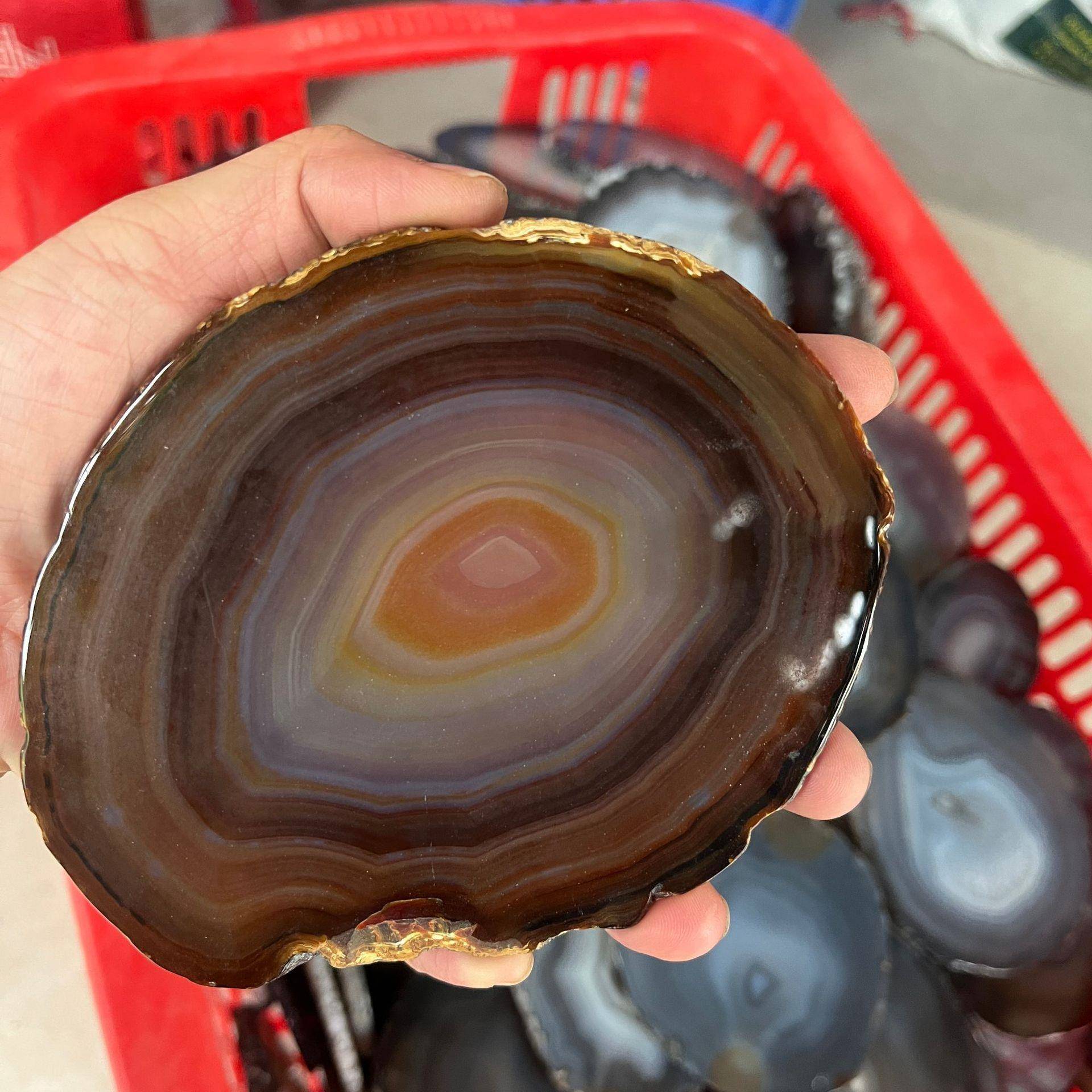 天然玛瑙片杯垫天然原石切片玛瑙摆件