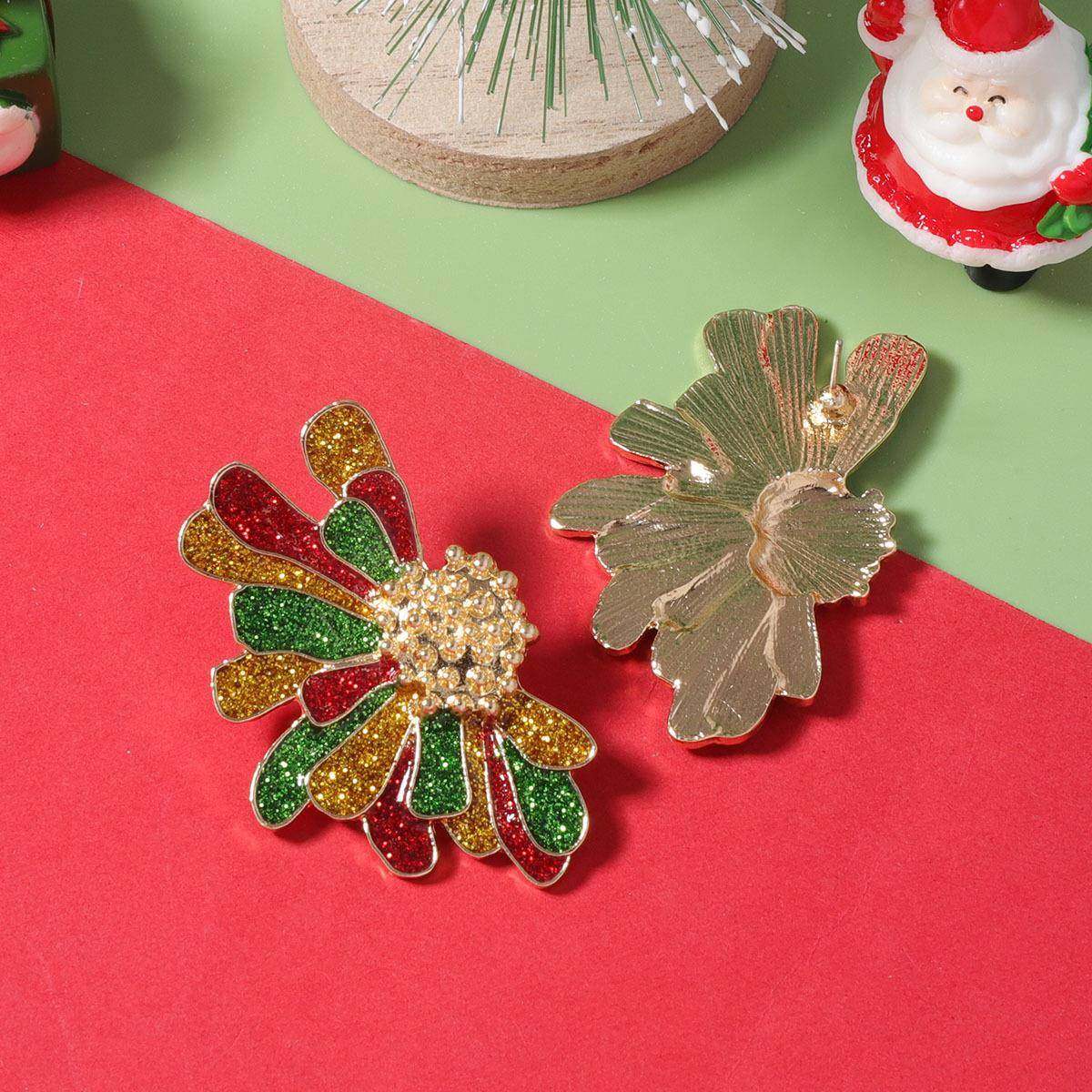 跨境圣诞节时尚简约元素耳钉女设计感夸张不规则异形花朵耳饰饰品,饰品/流行首饰/时尚饰品新,耳钉,淘宝优惠券,粉丝福利购,淘宝优惠卷