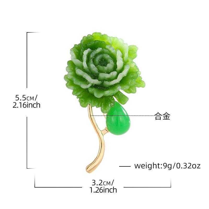 新款国风绿色牡丹花胸针女级感端设计国潮花朵别针大衣胸花
