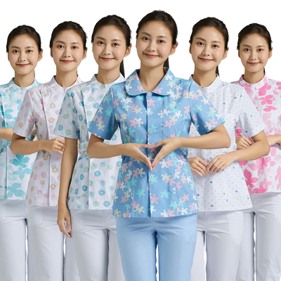 示泰护士服碎花圆领短袖