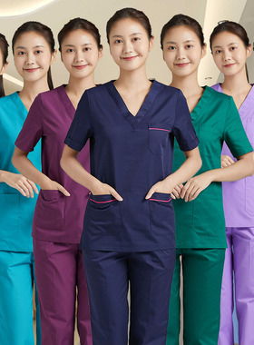 手术室洗手衣女长袖短袖薄款男口腔美容医生刷手服纯棉隔离工作服