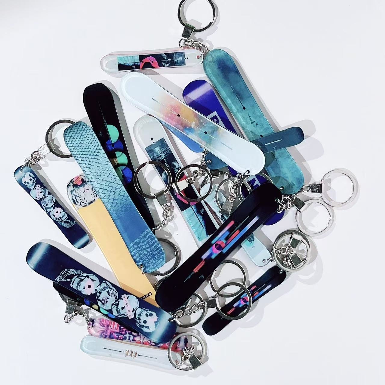 滑雪人同款滑单板雪板亚克力钥匙扣双面挂件迷你可爱雪友运动礼物