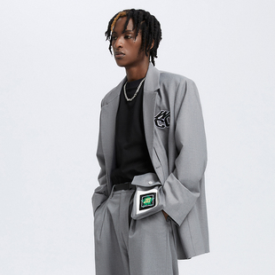 黑色休闲西装 外套 宽松韩版 西装 简约 dk制服雅痞帅 WCC