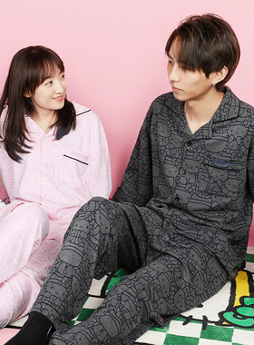 春节 JRs x HelloKitty 满印凯蒂长袖睡衣套装 情侣纯棉男生女生