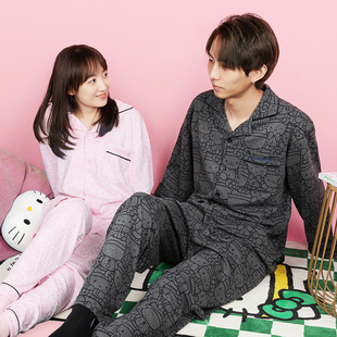 春节 JRs x HelloKitty 满印凯蒂长袖睡衣套装 情侣纯棉男生女生