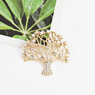 环保材质欧美生命树胸针女性配饰镶钻别针首饰装饰配饰现货