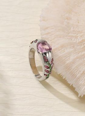 龙和跨境热卖饰品多色精美树叶款镶锆石款戒指个性简约风厂家直销