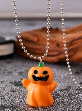 欧美跨境饰品南瓜幽灵恶魔复活巫师骷髅头吊坠项链女万圣节配饰