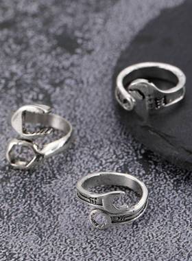 TEMU热销欧美风格时尚开口可调节扳手戒指复古流行百搭戒饰