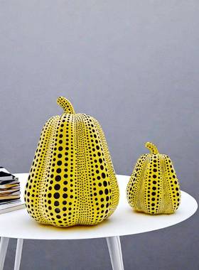 北欧家居装饰品波点艺术南瓜创意树脂工艺品轻奢风高级感客厅摆件