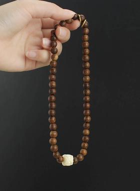 新中式手工木质醒狮手链女款双层多圈文玩盘玩手串复古串珠手饰品