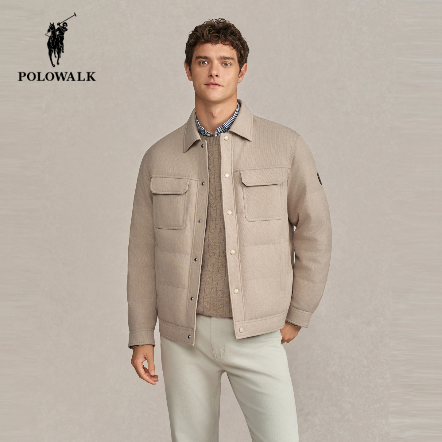 POLOWALK冬季新品轻薄翻领羽绒服