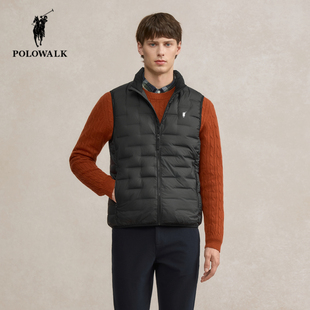 POLOWALK男士立领羽绒背心2025冬季新款保罗男装商务休闲保暖马甲